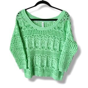 AEROPOSTOLE Open Knit Sweater Mint Green XL